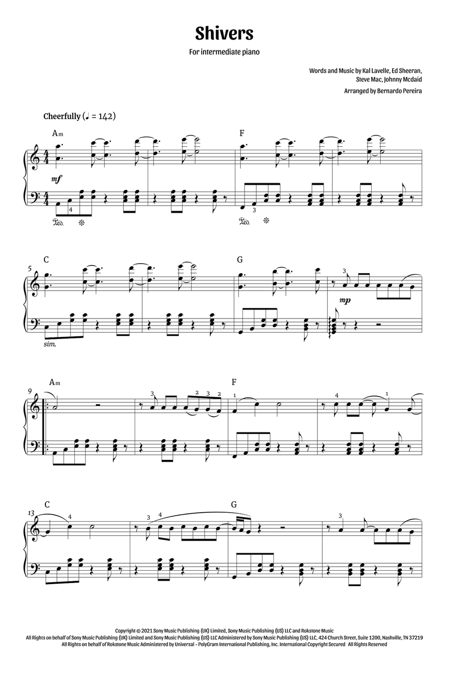 Shivers Piano Solo scores gallery preview page 1