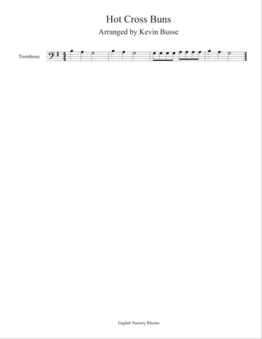 Hot Cross Buns - Trombone Trombone Solo scores gallery preview page 1