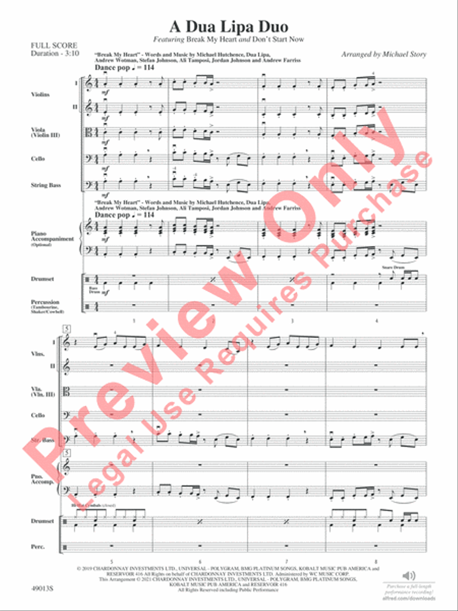 A Dua Lipa Duo String Orchestra scores gallery preview page 3