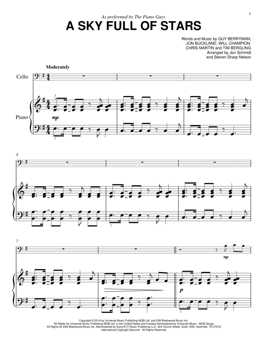 A Sky Full Of Stars A Sky Full Of Stars Easy Piano scores gallery preview page 1