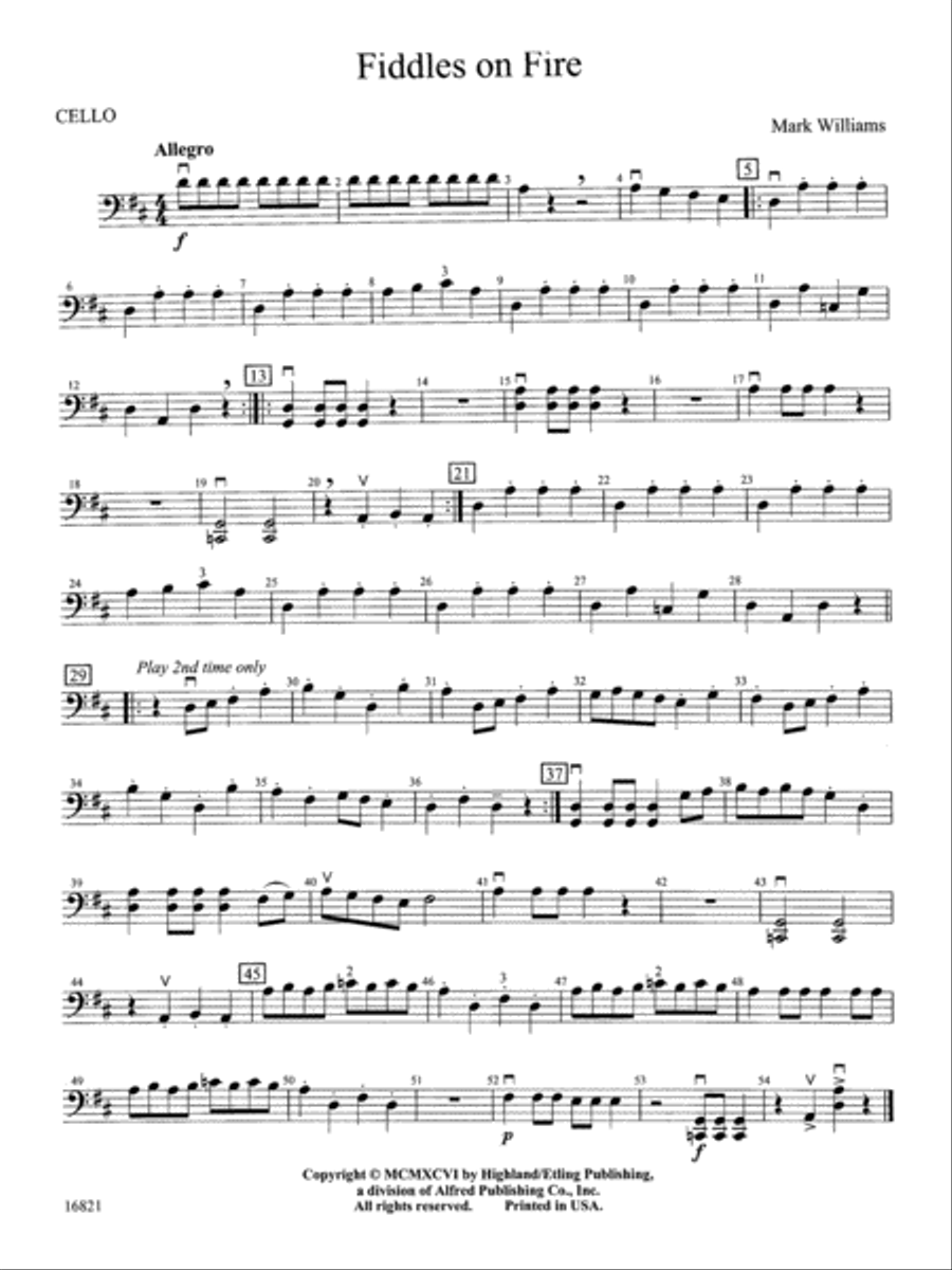 Fiddles on Fire: Cello String Orchestra scores gallery preview page 1