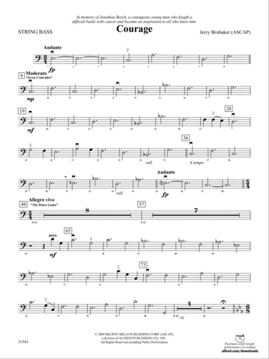 Courage: String Bass Full Orchestra scores gallery preview page 1