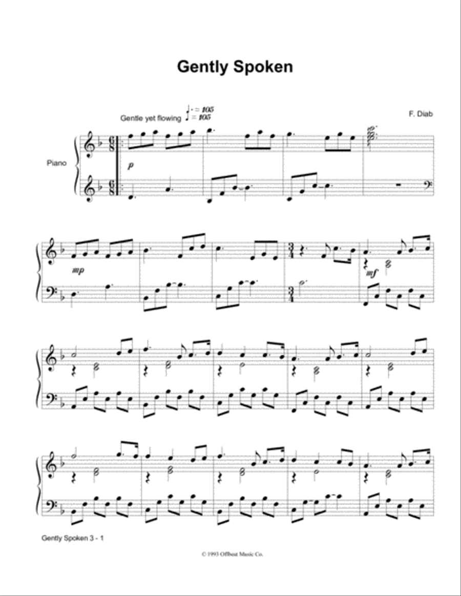 Gently Spoken Piano Solo scores gallery preview page 1