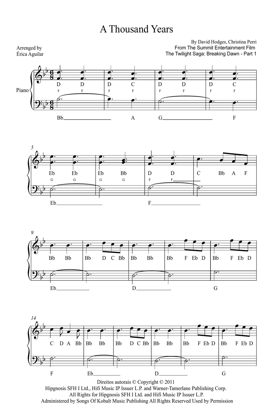 A Thousand Years A Thousand Years Easy Piano scores gallery preview page 1