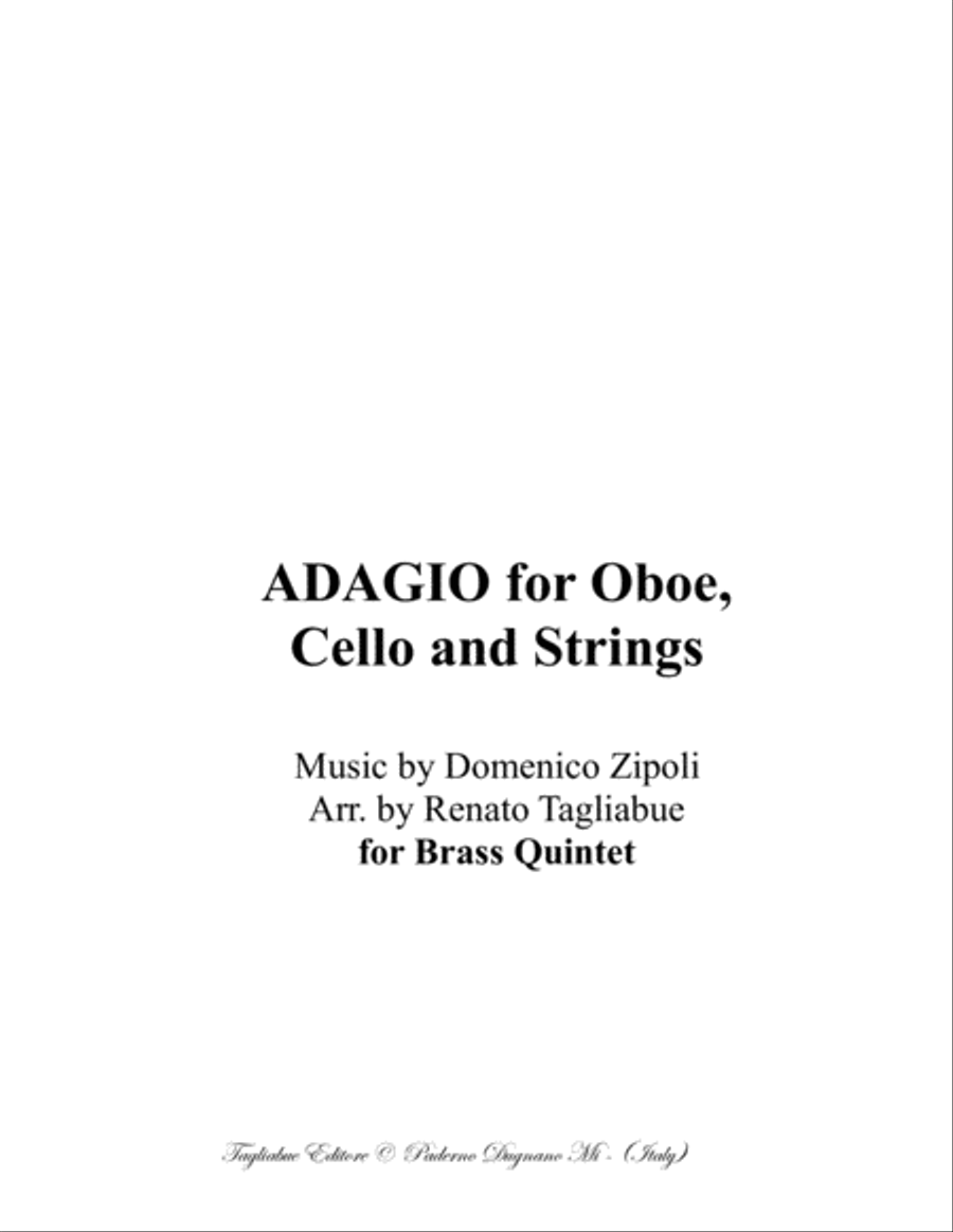 ADAGIO for Oboe, Cello and Strings - Arr. for Brass quintet Brass Ensemble scores gallery preview page 1