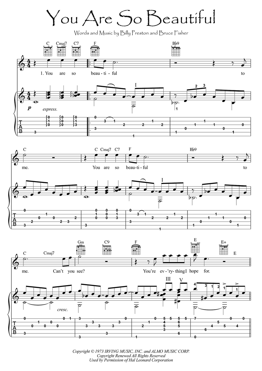 You Are So Beautiful Acoustic Guitar scores gallery preview page 1