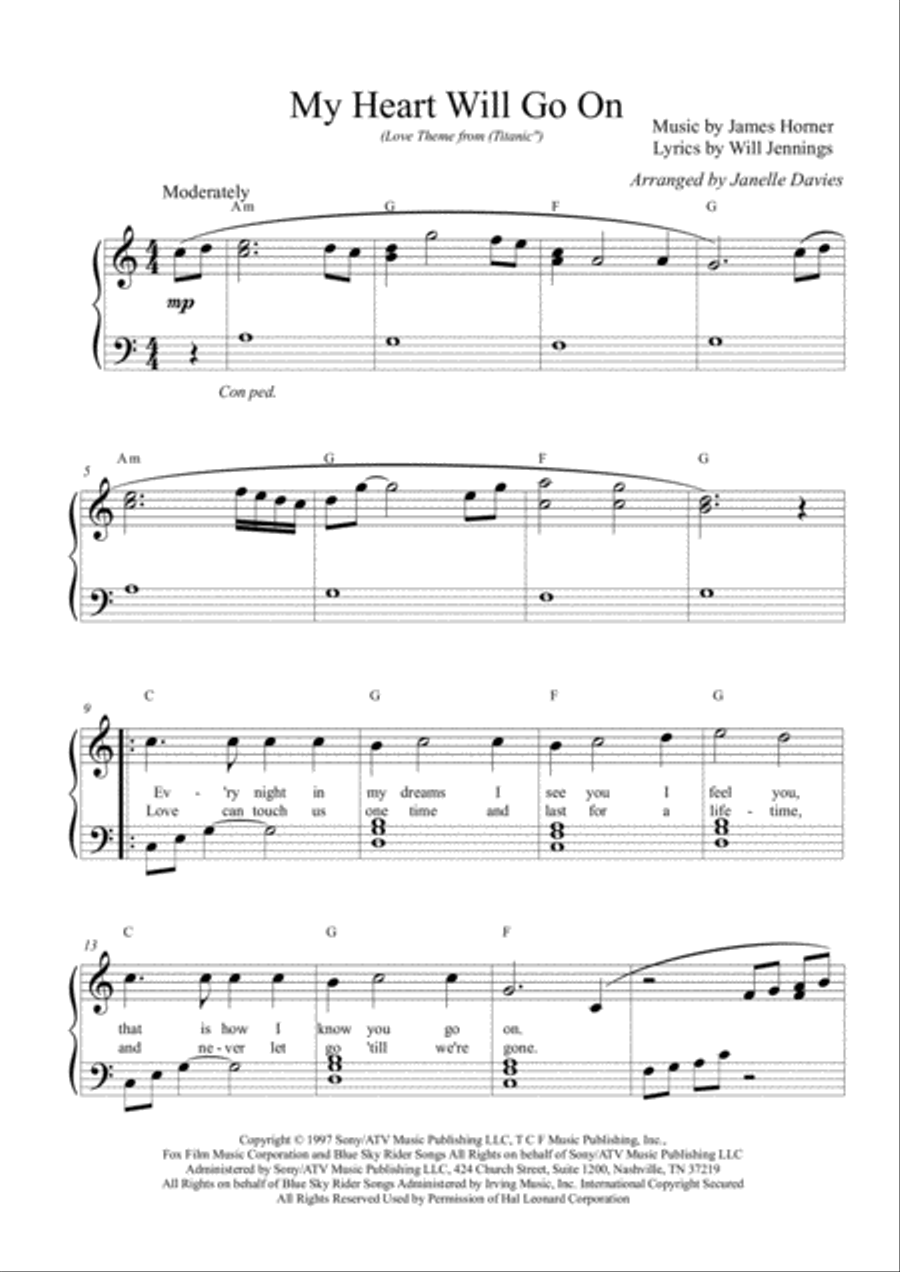My Heart Will Go On (Love Theme from Titanic) Voice scores gallery preview page 1