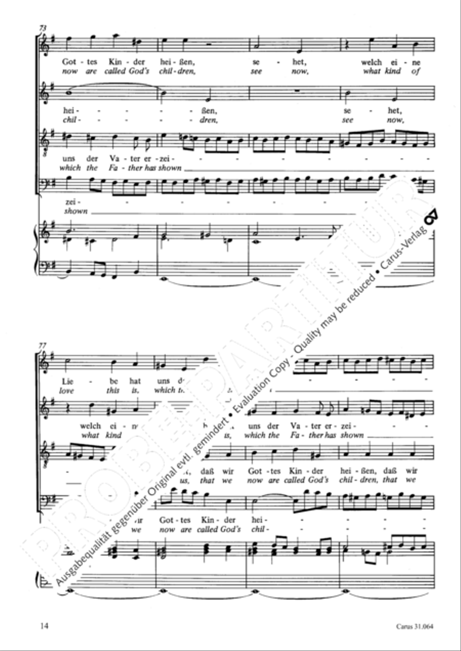 See now, what kind of love (Sehet, welch eine Liebe hat uns der Vater erzeiget) 4-Part scores gallery preview page 15