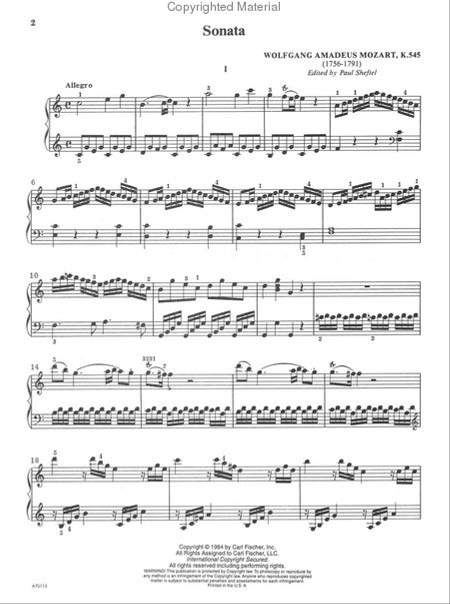 Sonata In C Major Piano Solo scores gallery preview page 2