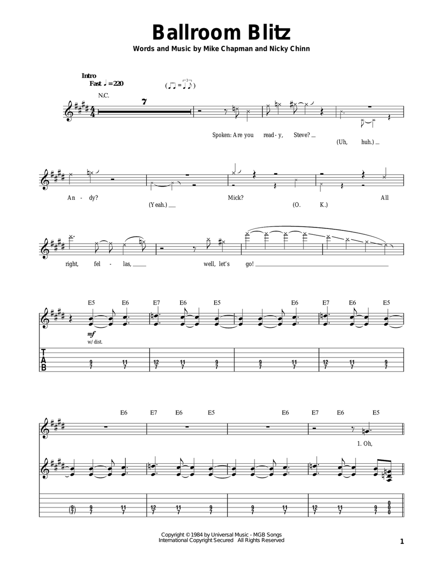 Ballroom Blitz Ballroom Blitz Acoustic Guitar scores gallery preview page 1