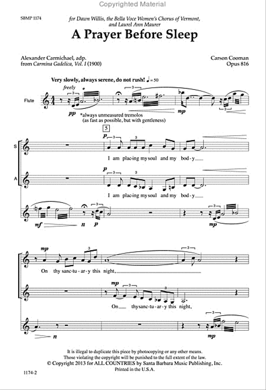A Prayer Before Sleep - SSA Octavo SSA scores gallery preview page 2