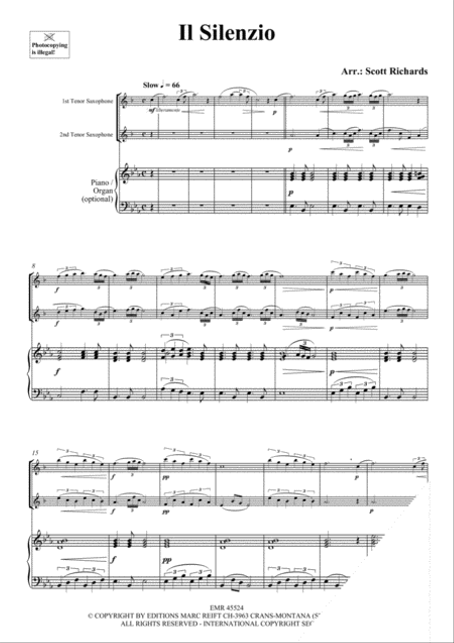 Il Silenzio Tenor Saxophone scores gallery preview page 4