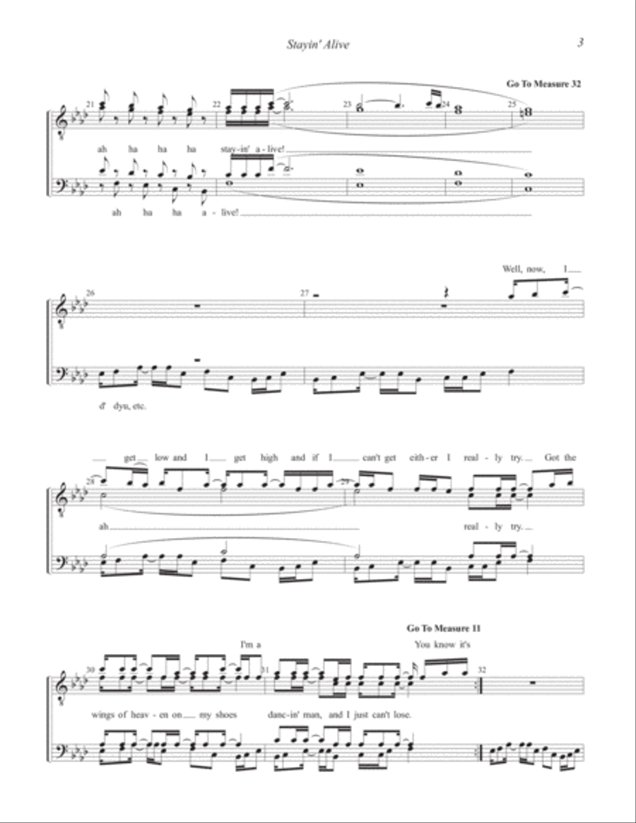 Stayin' Alive from the Motion Picture SATURDAY NIGHT FEVER 4-Part scores gallery preview page 3