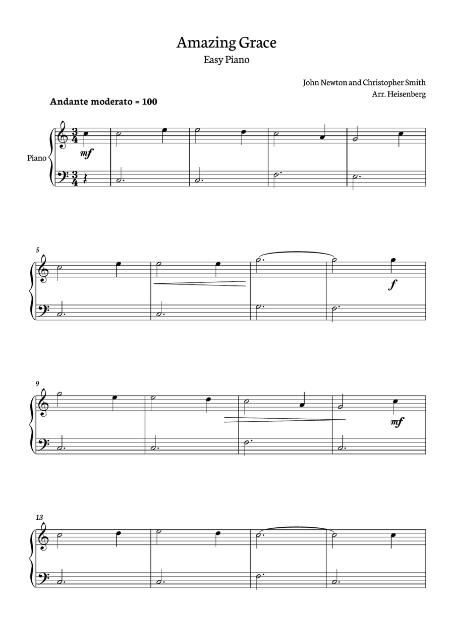 Amazing Grace Amazing Grace Easy Piano scores gallery preview page 1