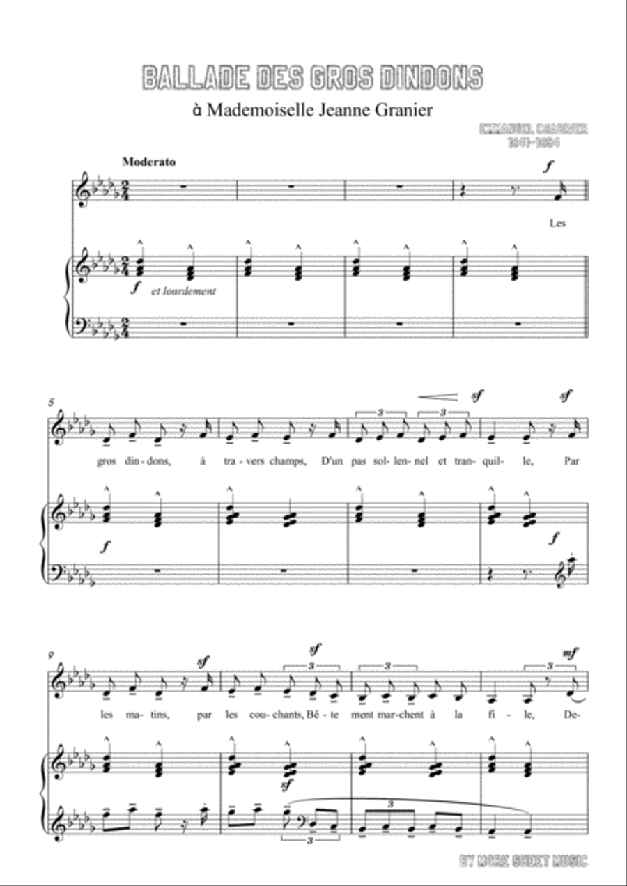 Chabrier-Ballade des gros dindons in D flat Major,for Voice and Piano Voice Solo scores gallery preview page 3