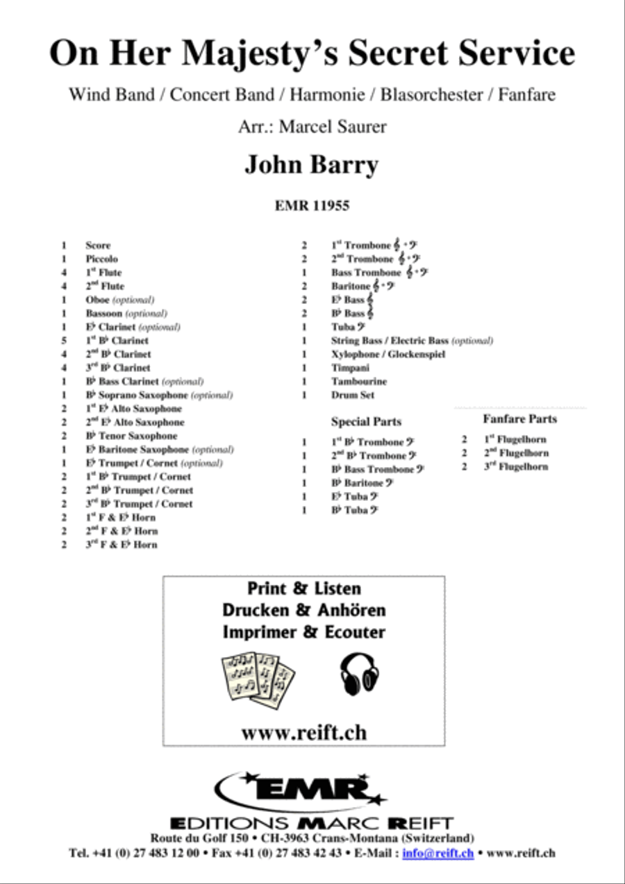 On Her Majesty's Secret Service Concert Band scores gallery preview page 2