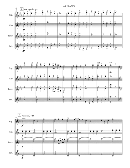 Arirang (Korean Folk Song) (Saxophone Quartet version) image number null