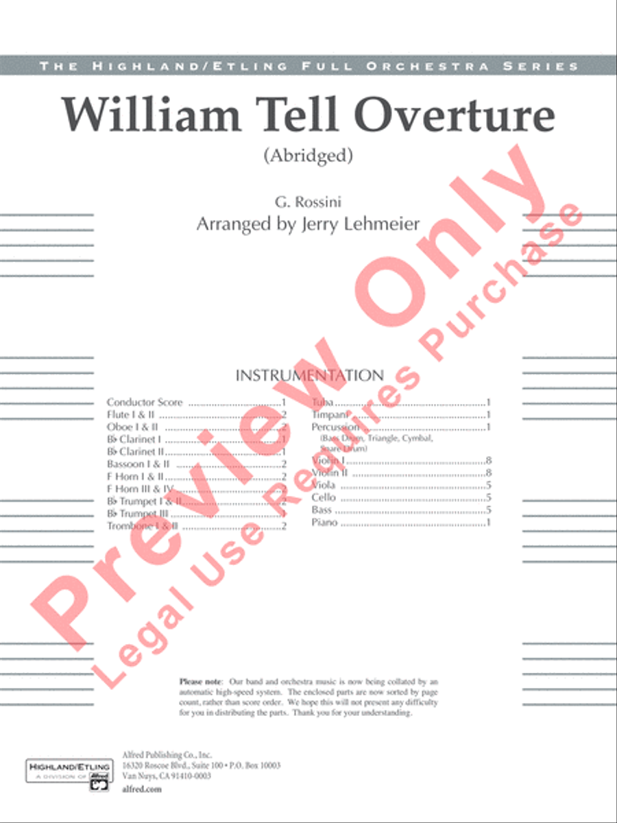 William Tell Overture Full Orchestra scores gallery preview page 2