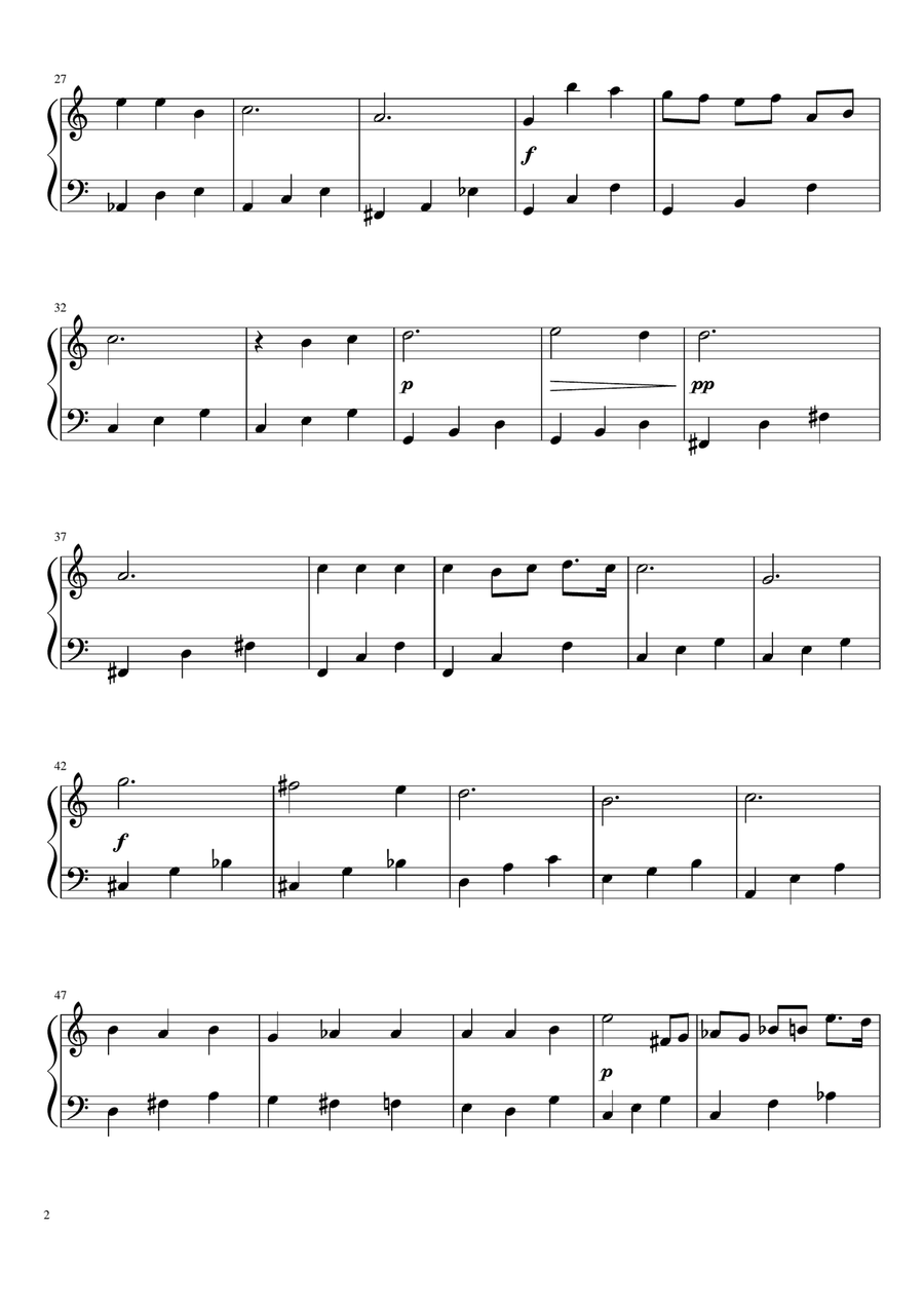 Chopin - Nocturne op.9, n.2 (in C, easy piano sheet) Flute scores gallery preview page 2