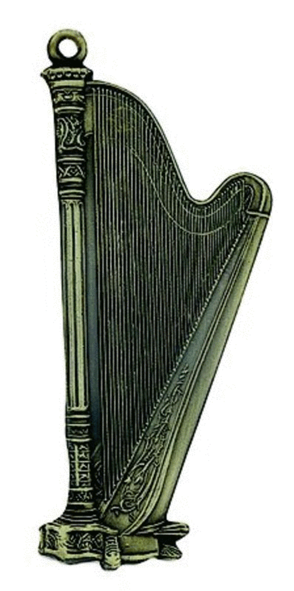 Keychain Concert Harp Antique Brass