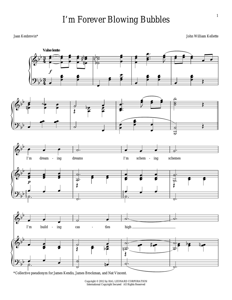 I'm Forever Blowing Bubbles Piano, Vocal scores gallery preview page 1