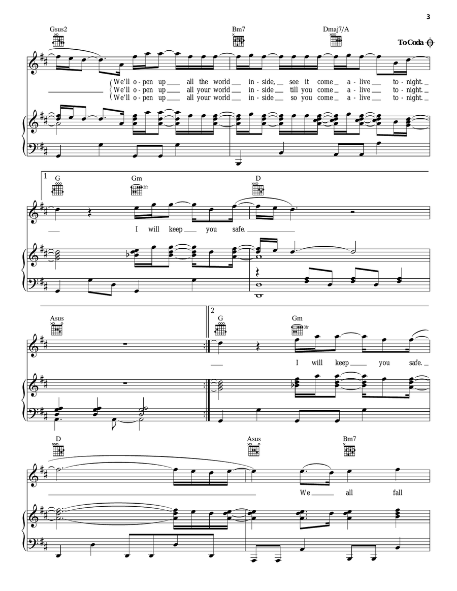 Safe Safe Piano, Vocal, Guitar scores gallery preview page 3