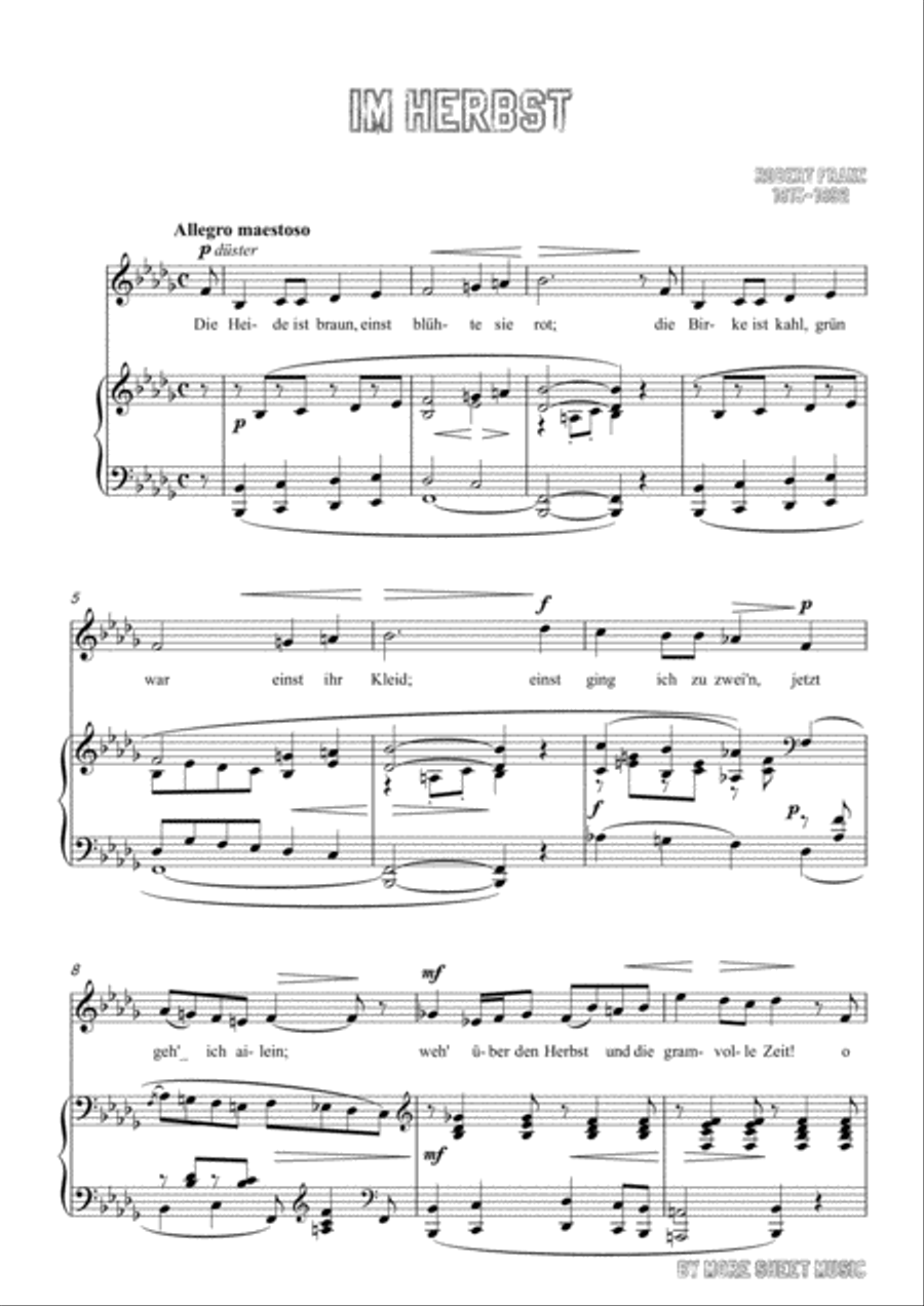 Franz-Im Herbst in b flat minor,for voice and piano Voice Solo scores gallery preview page 3