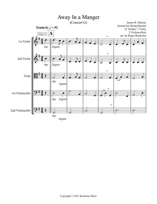 Away in a Manger (G) (String Quintet - 2 Violins, 1 Viola, 2 Cellos)