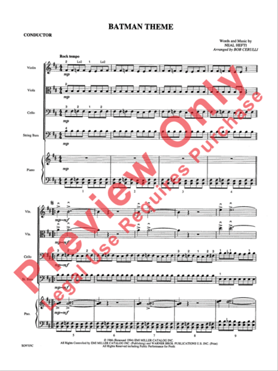 Batman Theme String Orchestra scores gallery preview page 4
