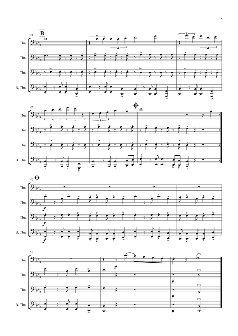 La Paloma - Spanish Habanera - Trombone Quartet Brass Ensemble scores gallery preview page 3