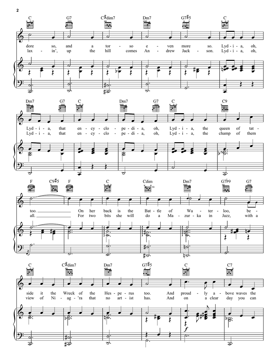 Lydia The Tattooed Lady Piano, Vocal, Guitar scores gallery preview page 2