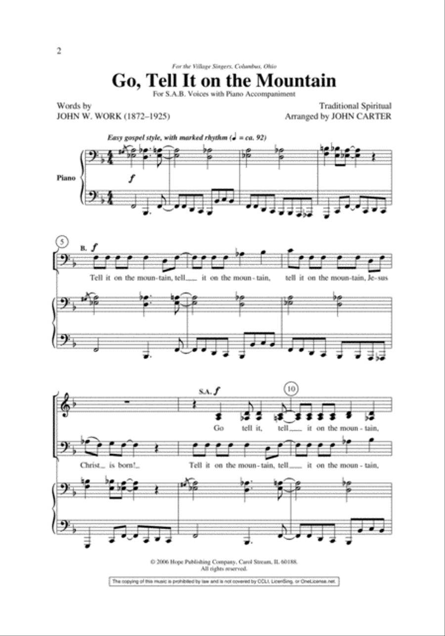 Go, Tell It on the Mountain 3-Part scores gallery preview page 2