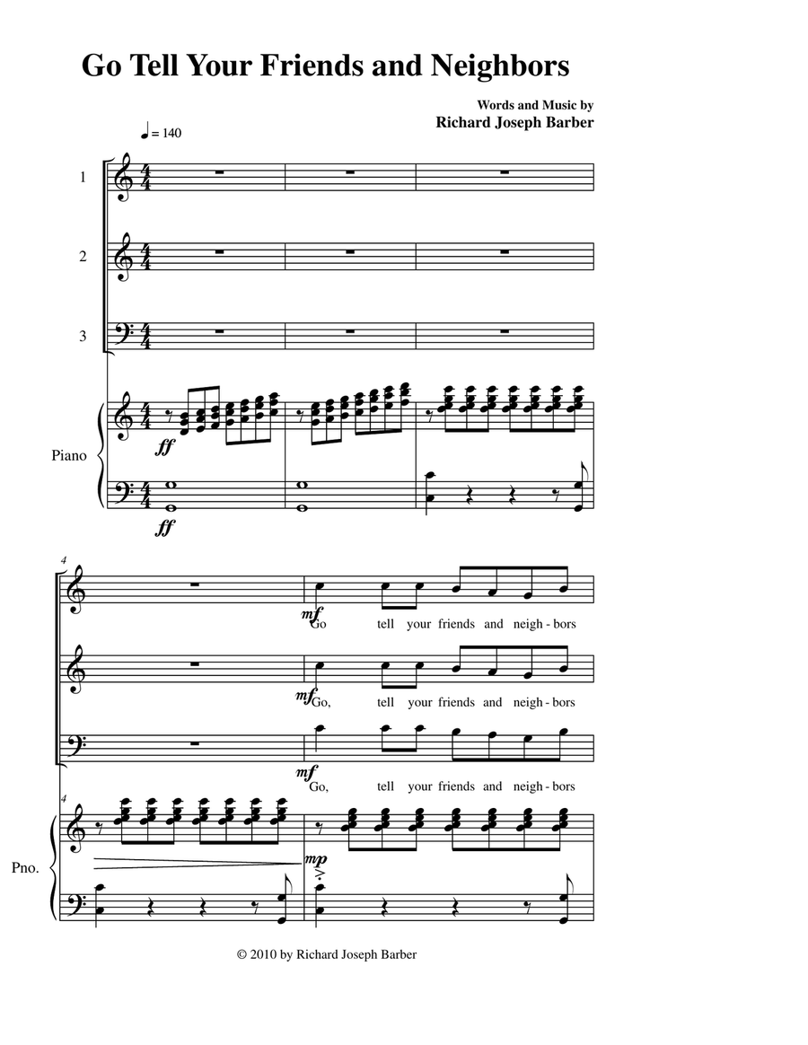 Go Tell Your Friends and Neighbors 3-Part scores gallery preview page 1