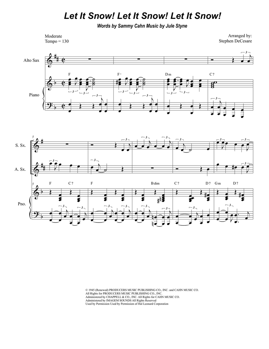 Let It Snow! Let It Snow! Let It Snow! Saxophone Quartet scores gallery preview page 1