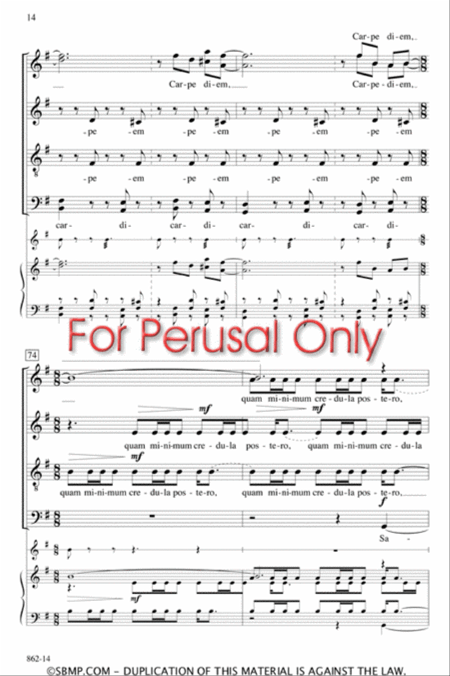 Carpe Diem - SSAATBB Octavo Choir scores gallery preview page 13