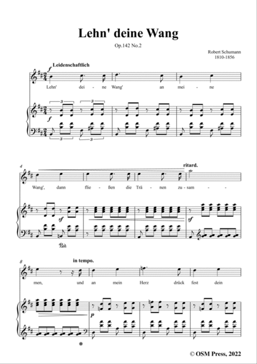 Schumann-Lehn deine Wang,Op.142 No.2,in b minor Voice scores gallery preview page 3
