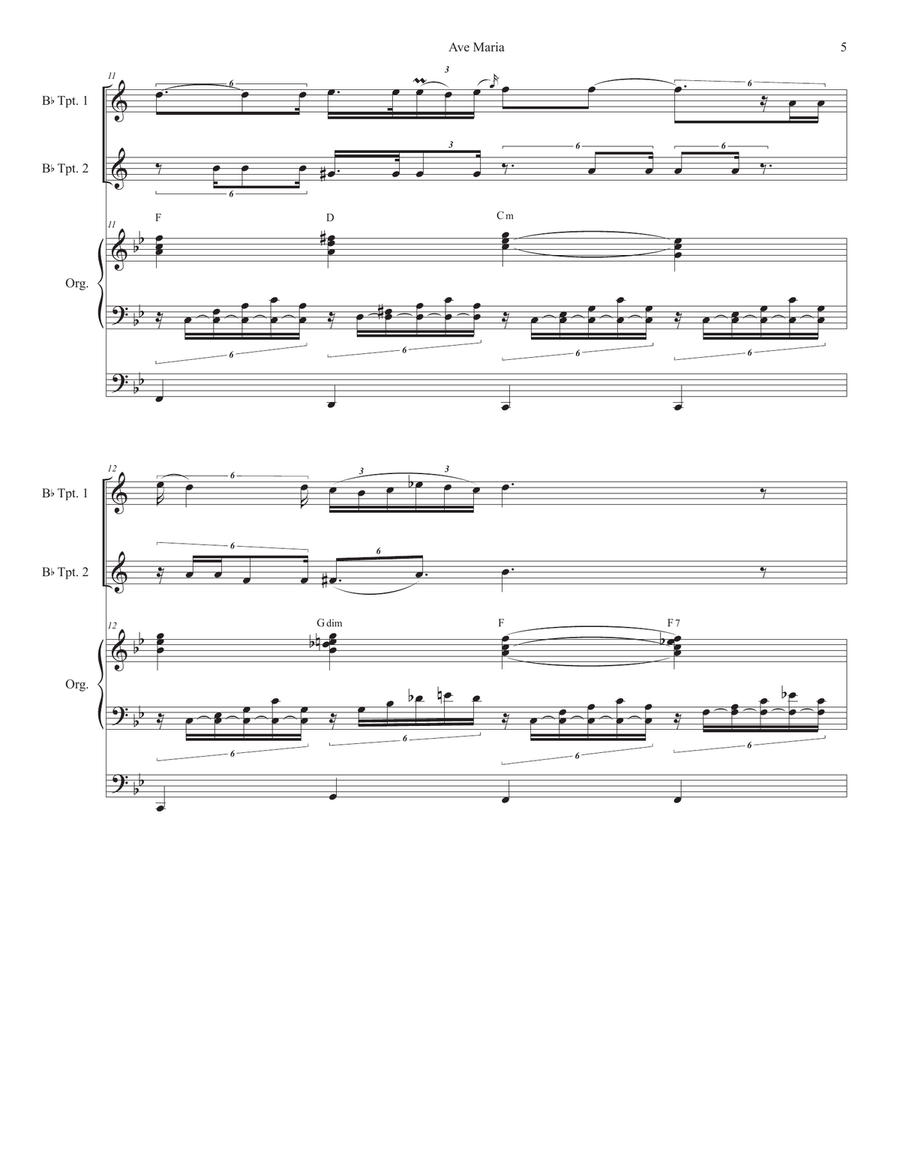 Ave Maria (Duet for Bb-Trumpet - Organ Accompaniment) Ave Maria (Duet for Bb-Trumpet - Organ Accompaniment) Trumpet Duet scores gallery preview page 6