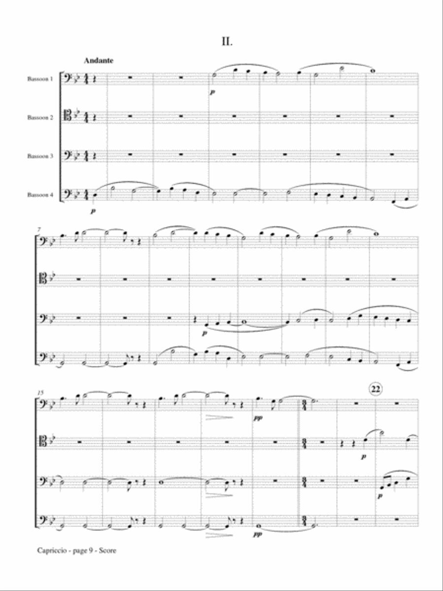 Capriccio for Bassoon Quartet Bassoon Quartet scores gallery preview page 3
