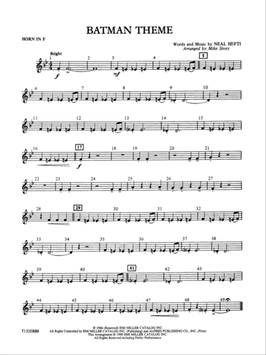Batman Theme (from the Original TV Series): 1st F Horn Concert Band scores gallery preview page 1
