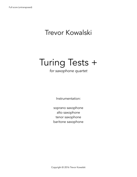 Turing Tests + (saxophone quartet) image number null