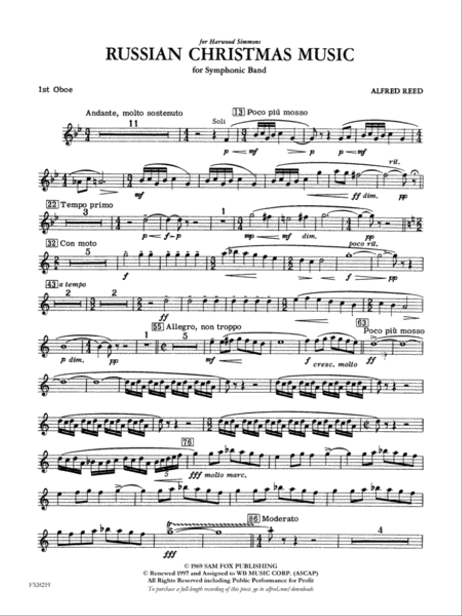 Russian Christmas Music: Oboe Concert Band scores gallery preview page 1