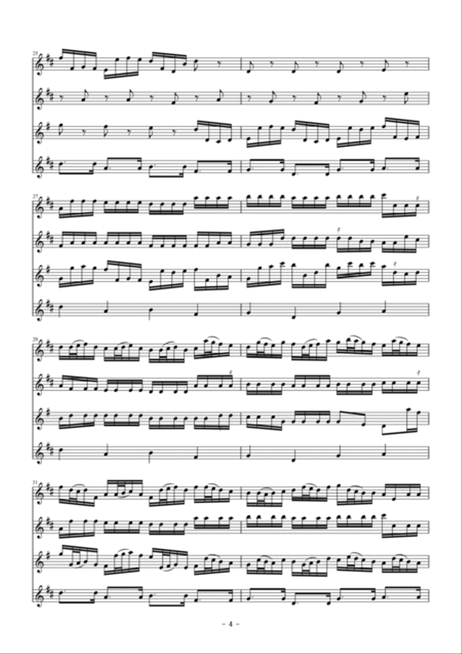 Pachelbel's Canon for flute quartet Flute Quartet scores gallery preview page 4