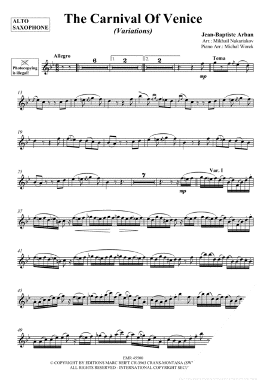The Carnival Of Venice Alto Saxophone scores gallery preview page 3