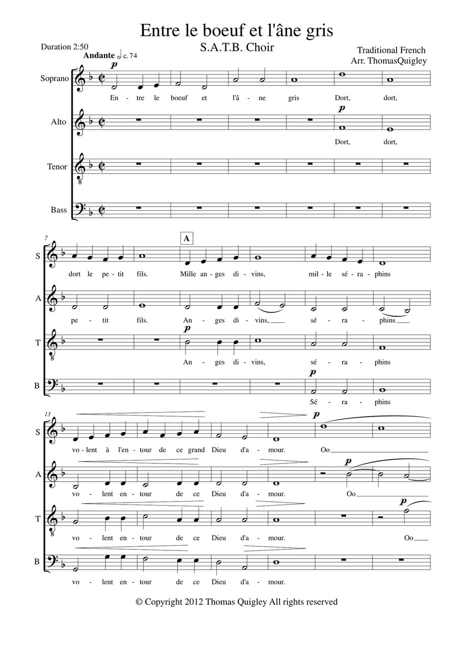 Entre le boeuf et l'âne gris 4-Part scores gallery preview page 1