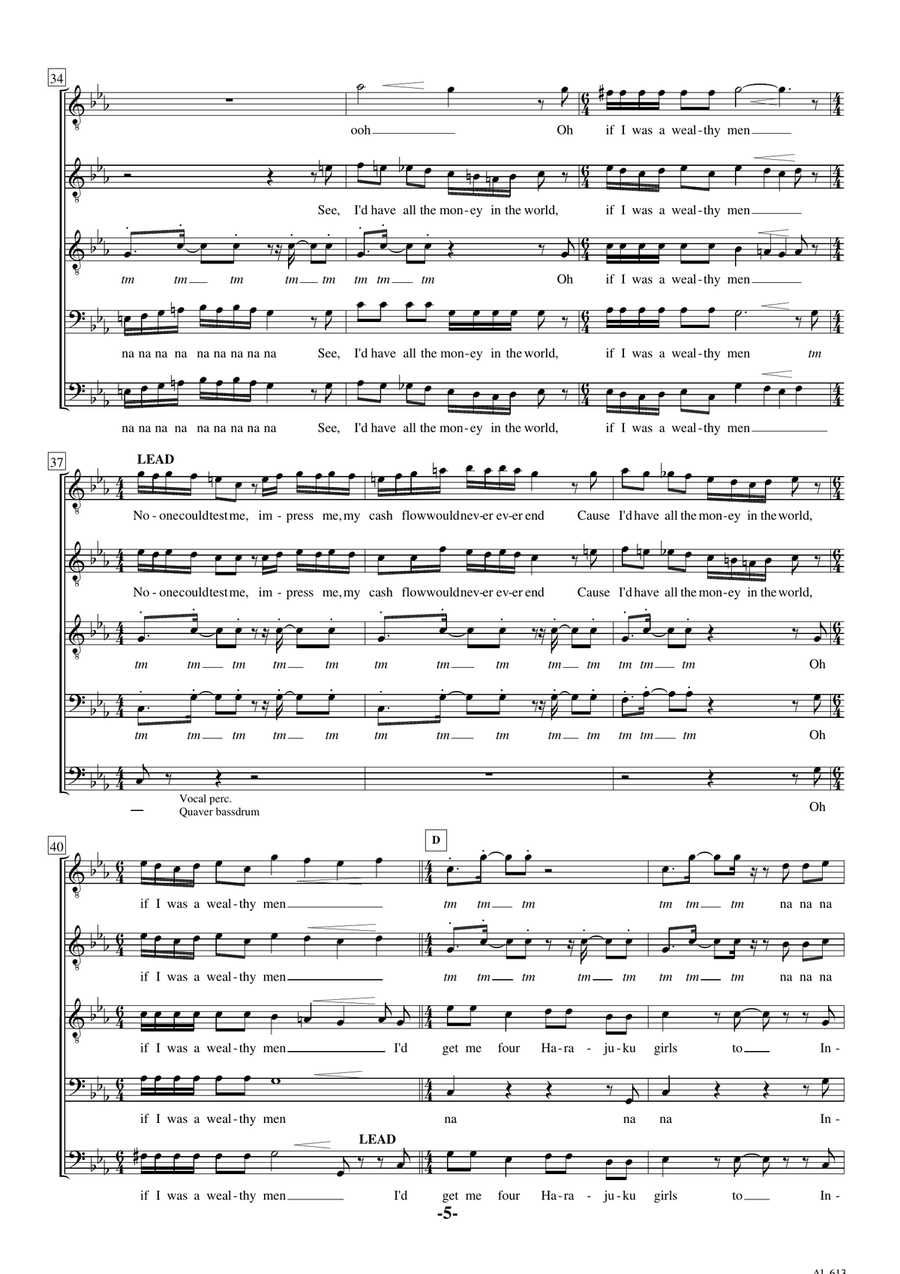 Rich Girl Rich Girl A Cappella scores gallery preview page 5