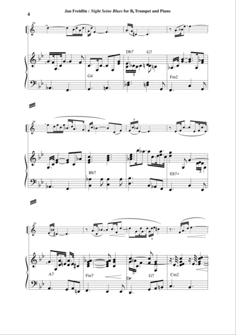 Jan Freidlin: Night Seine Blues for Bb trumpet and piano B-Flat Trumpet scores gallery preview page 4