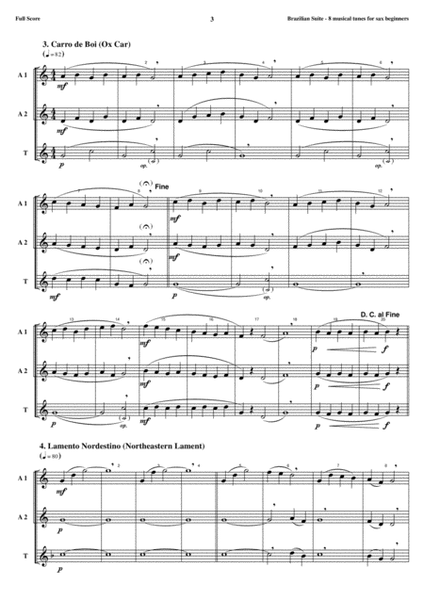 Brazilian Suite - 8 musical tunes for sax beginners (score and parts) image number null