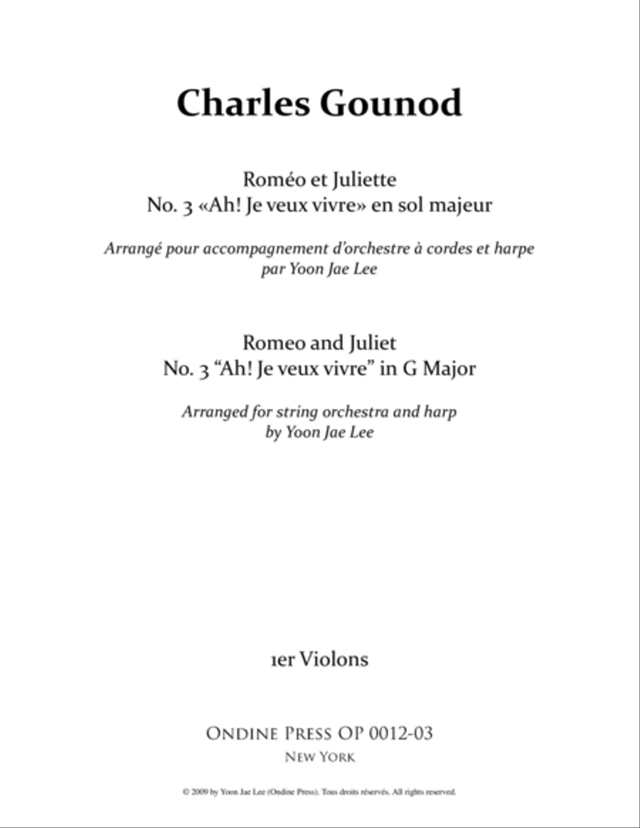 Gounod (arr. Lee): Roméo et Juliette 'Ah! Je veux vivre' in G Major, Set of Parts String Orchestra scores gallery preview page 5