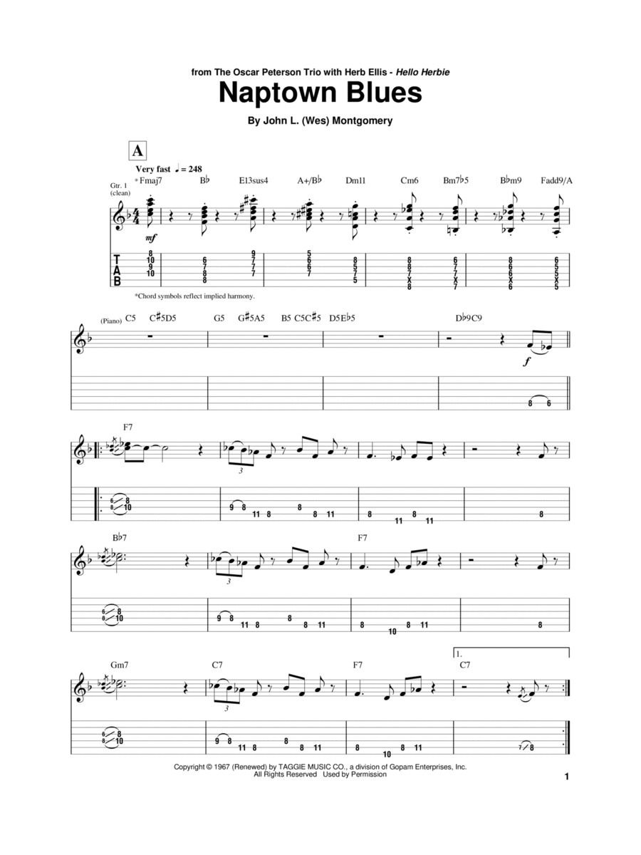 Naptown Blues Naptown Blues Electric Guitar scores gallery preview page 1
