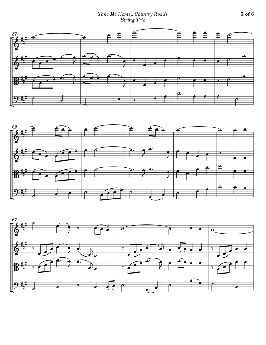 Take Me Home, Country Roads String Trio scores gallery preview page 5